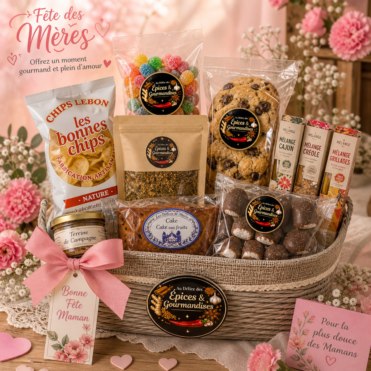 PANIER GOURMANDISES SPÉCIAL FÊTES DES MÈRES