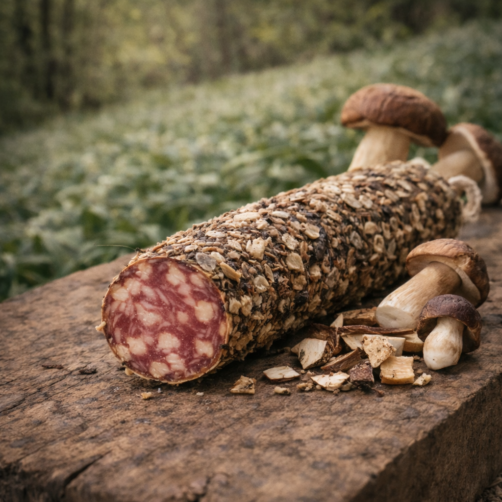 SAUCISSON SEC ARTISANAL AUX CÈPES 200G  (EN COURS DE REAPPROVISIONNEMENT)