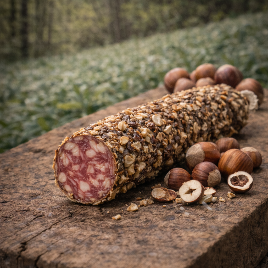 SAUCISSON SEC ARTISANAL AUX NOISETTES 200G (EN COURS DE REAPPROVISIONNEMENT)